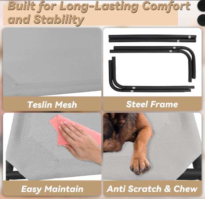 Elevated Mesh Dog Bed for Indoor & Outdoor Use