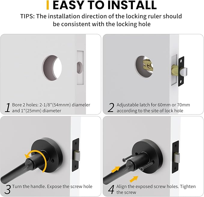 Goldenwarm Exterior Deadbolt and Keyed Entry Door Handle Set, Heavy Duty Zinc Alloy Black Door Lever, Key Entry Front Matte Black Door Handle with Lock and Key(1 Pack)