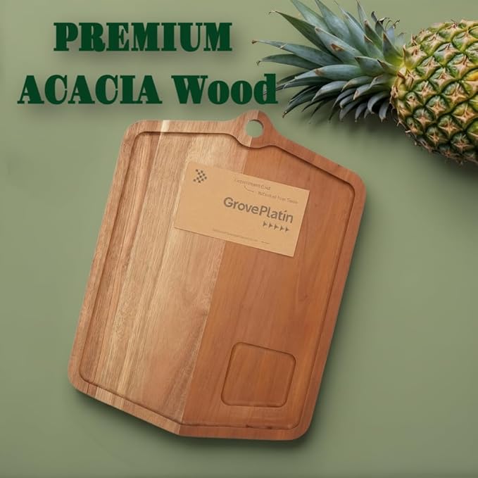Acacia Wood Cutting Board 16 x 12 In, Wooden Cutting Boards for Kitchen Non Toxic Dishwasher Safe Non Slip, Large Cutting Board for Meat, Charcuterie, Chopping