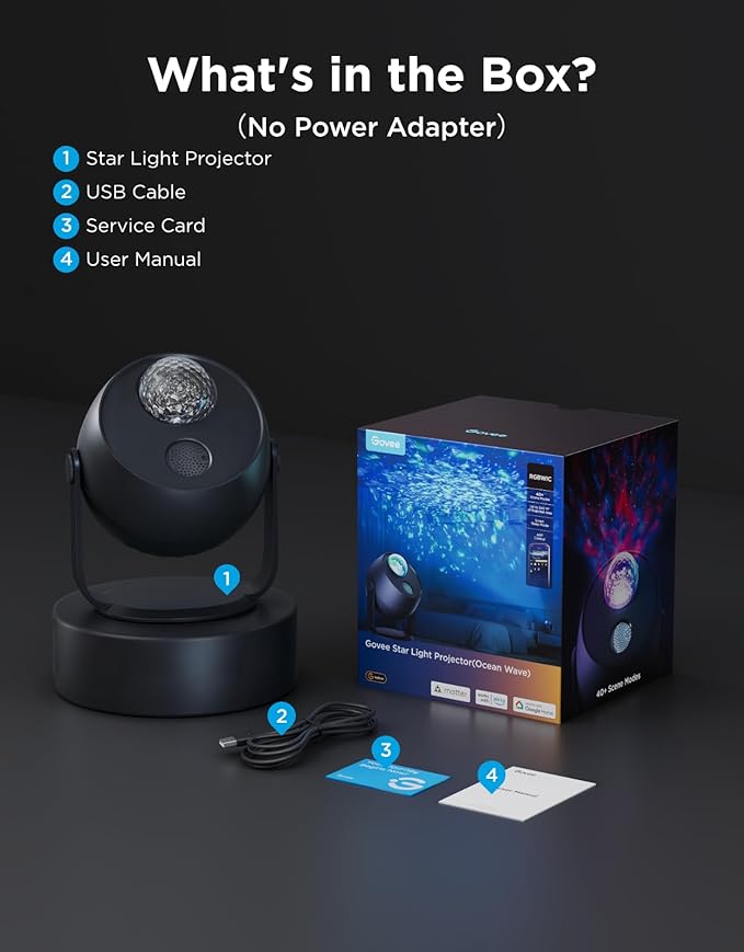 Galaxy Star Projector Night Light – Ocean Wave LED Mood Lamp for Bedroom