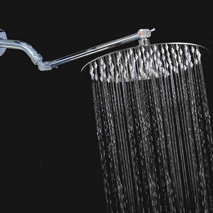 NearMoon Rain Shower Head with 11'' Adjustable Arm, High Pressure Stainless Steel Rainfall Shower, Ultra-Thin Design - Pressure Boosting (10 Inch, Chrome)