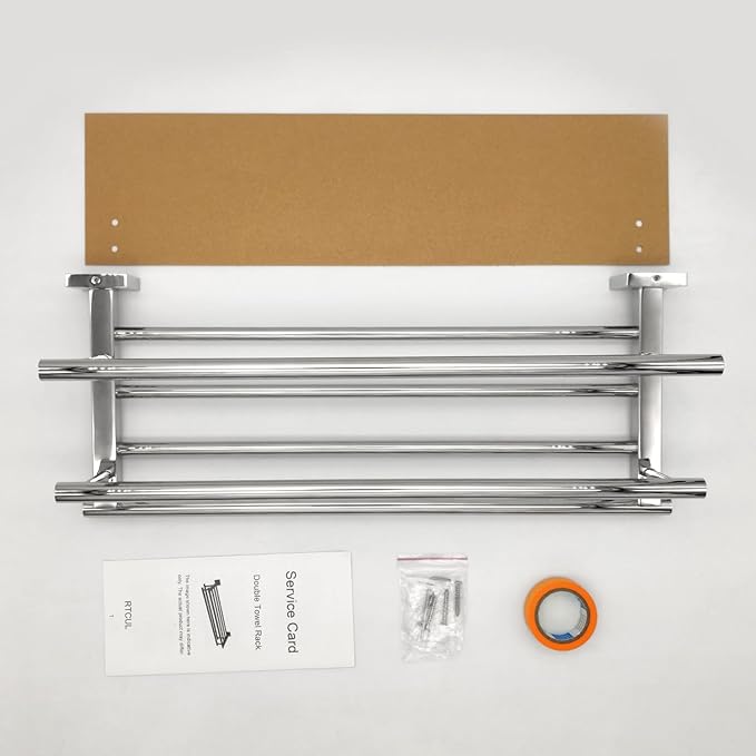 Towel Rack with Shelf 20 Inch Double Towel Racks for Bathroom Polished Chrome Bath Towel Holder SUS304 Stainless Steel Towel Rack Wall Mounted Modern Towel Hanger