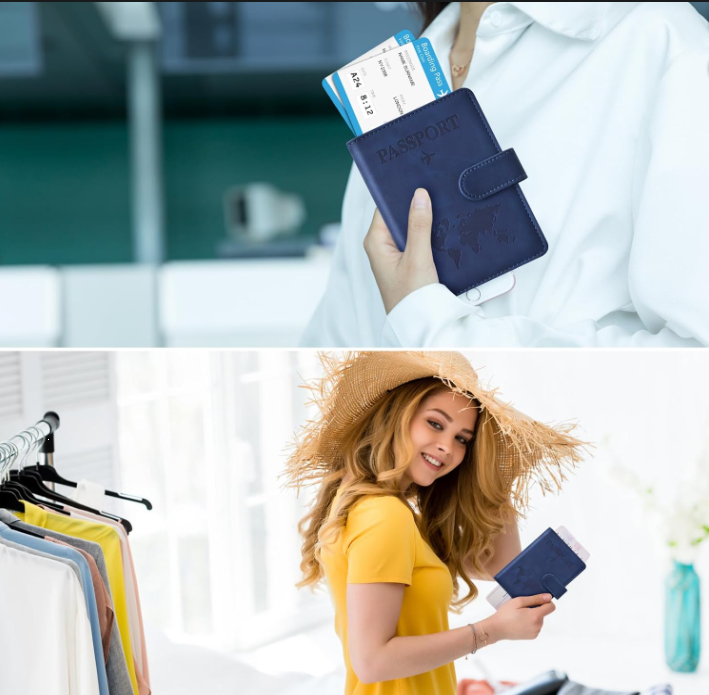 Travel Passport Holder Wallet with Card Slots & Secure Magnetic Closure