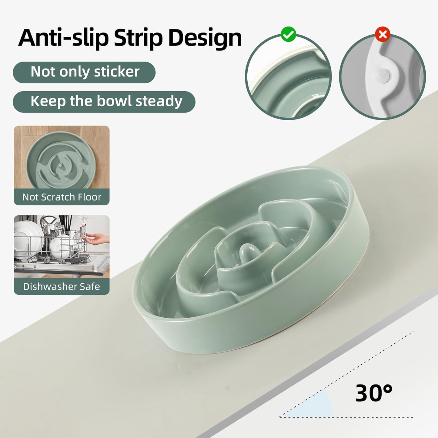 Ceramic Slow Feeder Bowl for Dogs & Cats