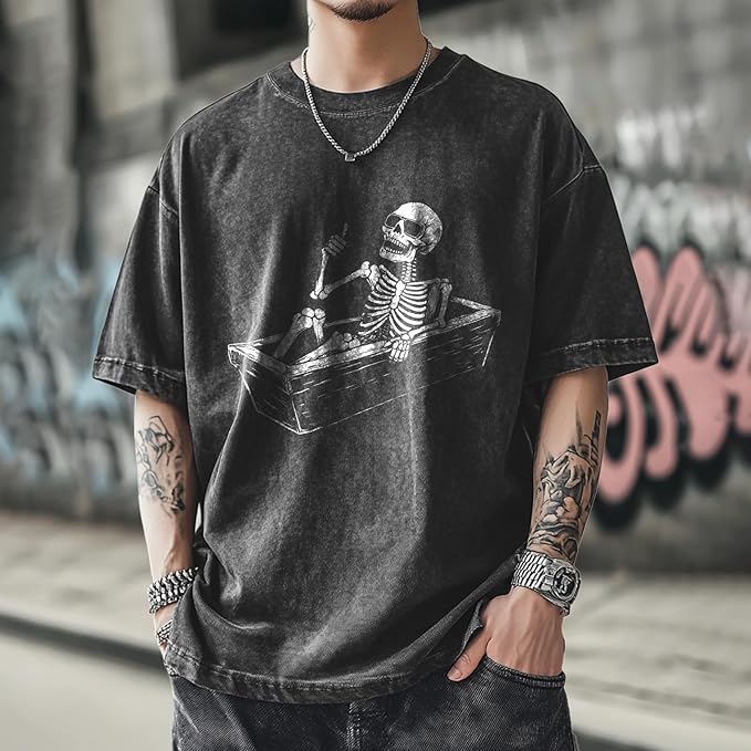 Mens Dragon Grpahic T-Shirts Short Sleeve 100% Cotton Crewneck Big and Tall Outdoor Summer Quick Dry Undershirts