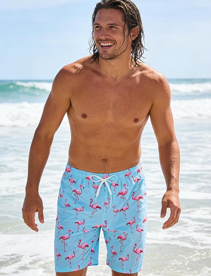 Goodstoworld Mens Swim Trunks with Compression Liner 9'' Inseam Quick Dry Swimsuit Shorts M-3XL