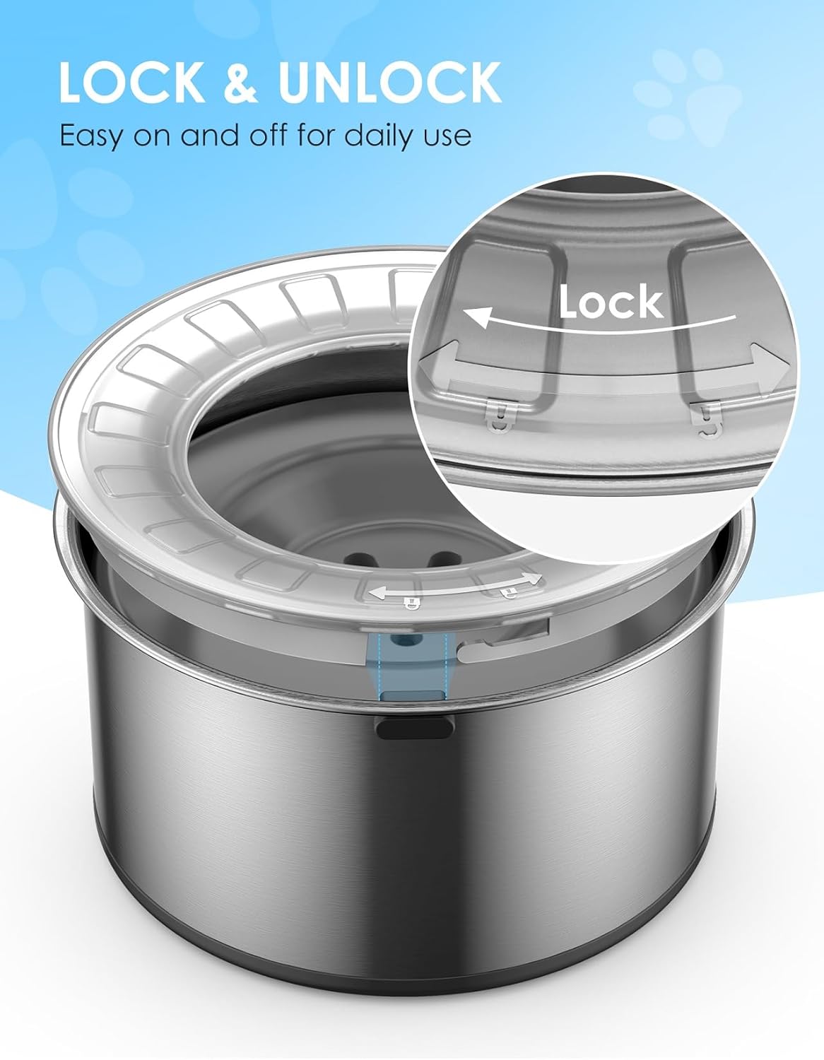 Stainless Steel No-Spill Water Bowl for Dogs & Cats
