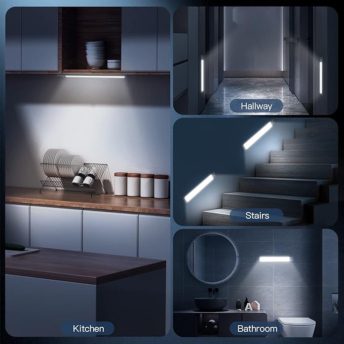 10" Under Cabinet Motion Sensor Lights – Rechargeable LED Closet Light (2 Pack)