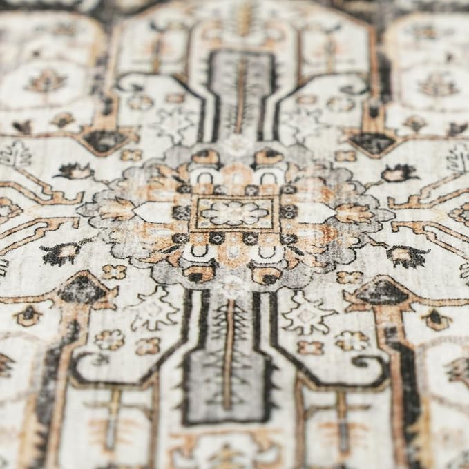 RUUGME Washable 5x7 Area Rugs - Large Rugs for Living Room Stain Resistant Carpet Vintage Rugs for Bedroom with Non Slip Backing Home Decor Floor Decoration Mat (5x7 Black)