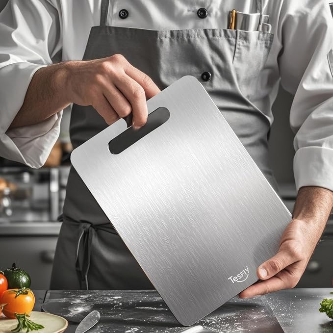 New Titanium Cutting Board -100% Pure Titanium Cutting Boards For Kitche,Easy to clean, Double-sided food-grade Cutting Board For Meats, Fruits And Vegetables (Large)