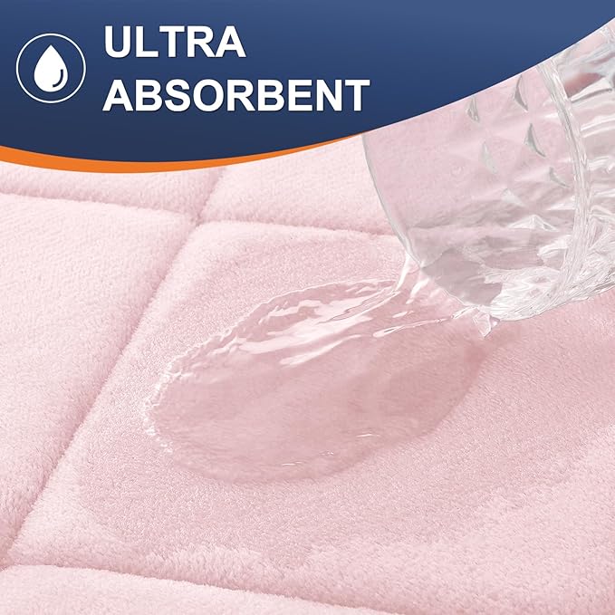 OLANLY Memory Foam Bath Mat 36x24, Ultra Soft and Absorbent Bathroom Rugs, Machine Washable, Comfortable Bath Carpet for Bathroom Floor, Tub and Shower, Pink