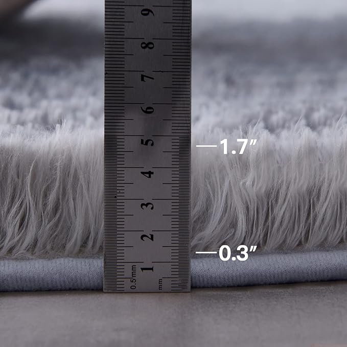TABAYON Shag Area Rug, 4'x6' Grey Indoor Ultra Soft Plush Non-Skid Modern Nursery Faux Fur Rugs for Living Room, Kids Room Home Decor