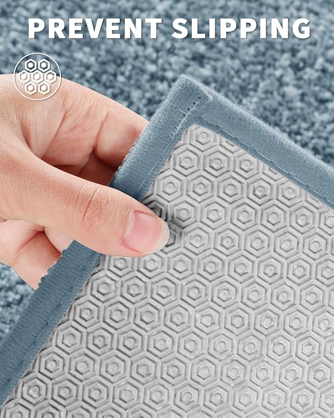 Yimobra Bathroom Runner Rug Non Slip Washable, Soft Absorbent Microfiber Long Bath Mat, Dual-Tone Decor Rug with Rubber Backing for Floor,Tub and Hallway,70x24,Home Essentials,Denim Blue
