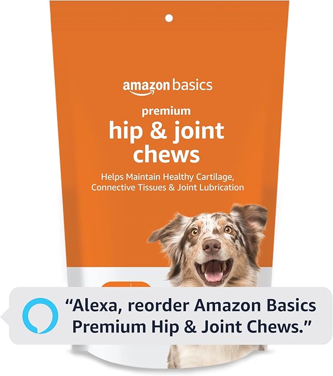 Amazon Basics Premium Dog Hip & Joint Supplement Chews with EPA and DHA, 120 Count (Previously Solimo)