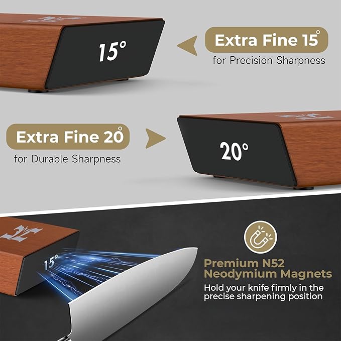 High Carbon Stainless Steel Rolling Knife Sharpener Kit – 400, 1000 & 3000 Grit Discs –15° & 20° Sharpening Angles – Professional & Home Kitchen Use – Restores Blunt Knives
