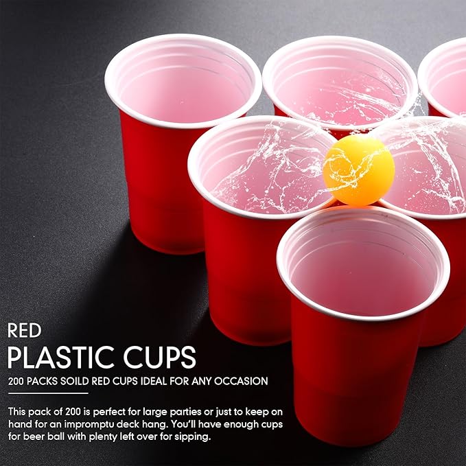 Mimorou Red 200 Pack 16 oz Disposable Plastic Cups Bulk, Party Plastic Cups for Parties Stackable Beverage Drinking Tumbler Heavy Duty for Events Picnics and BBQ Wedding Birthday Baby Shower