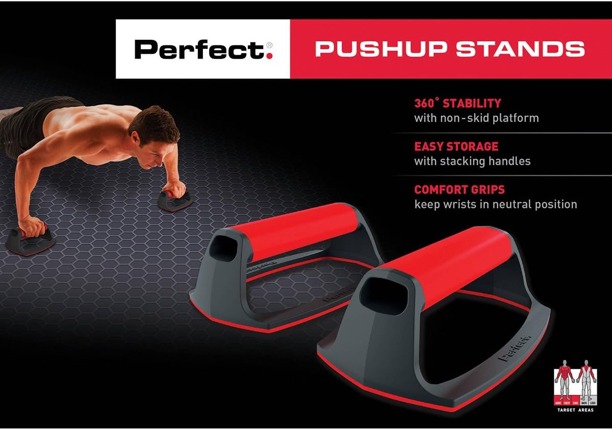 Perfect Fitness Push Up Stands – Non-Slip Strength Training Bars