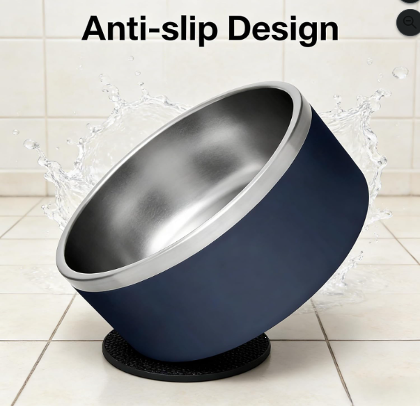 Stainless Steel Pet Bowl with Non-Slip Base for Cats & Dogs