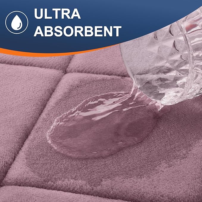 OLANLY Memory Foam Bath Mat 44x24, Ultra Soft and Absorbent Bathroom Rugs, Machine Washable, Comfortable Bath Carpet for Bathroom Floor, Tub and Shower, Deep Plum