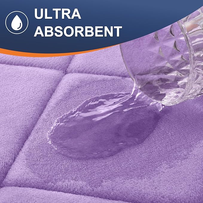 OLANLY Memory Foam Bath Mat 70x24, Ultra Soft and Absorbent Bathroom Rugs, Machine Washable, Comfortable Bath Carpet for Bathroom Floor, Tub and Shower, Lavender