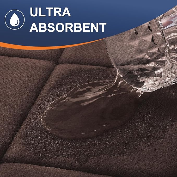 OLANLY Memory Foam Bath Mat 40x32, Ultra Soft and Absorbent Bathroom Rugs, Machine Washable, Comfortable Bath Carpet for Bathroom Floor, Tub and Shower, Brown