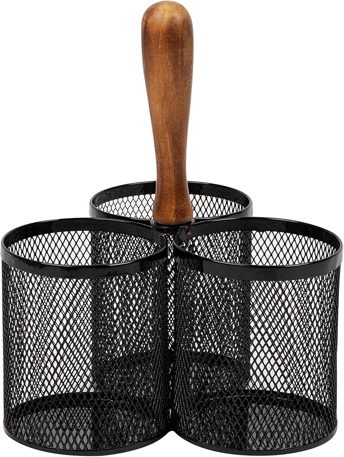 Metal Utensil Holder for Kitchen Countertop – Silverware Organizer Caddy