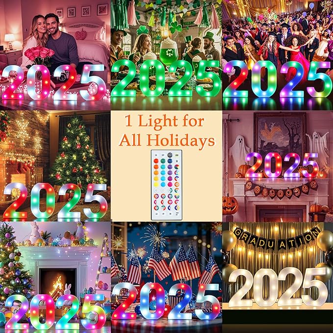 Pooqla 80th Birthday Decoration fors Her Him, 35 Colors LED Light Up Numbers with Remote, Multicolor Marquee Numbers 80 Sign for Party Backdrop 80th Birthday Gift, Lighted Number 80
