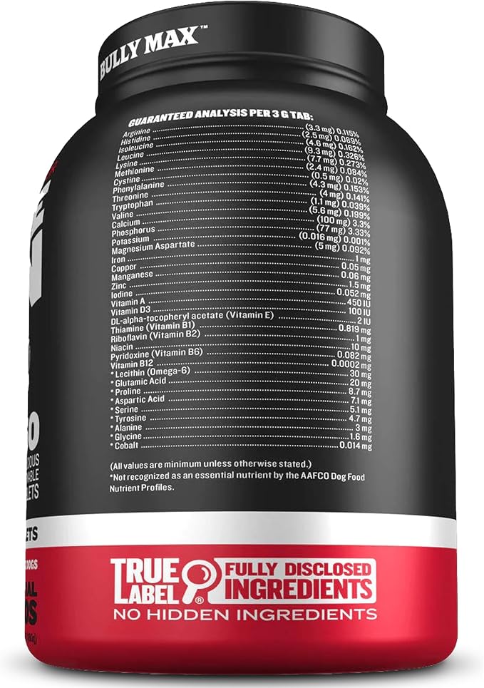 Bully Max 2-in-1 Muscle Builder Chewable Tablets for Dogs - Puppy & Dog Vitamins, Supplements for Muscle Gain & Growth - Canine Multivitamins Essentials for All Breeds & Ages - 60 Tabs, 2 Bottles