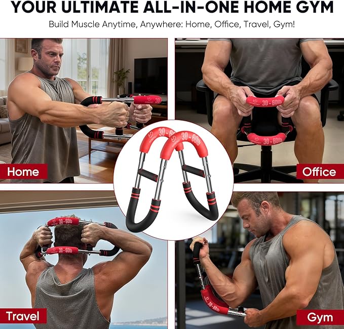 FitBeast Twister Arm Trainer, Chest Workout Equipment with 4 Spring - Adjustable Chest Exerciser for Men & Women, Detachable Forearm Strengthener, Home Fitness Equipment for Upper Body Muscle