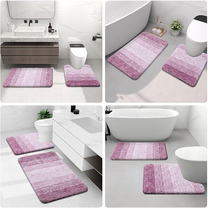 Arotive Microfiber Bathroom Rugs, Shaggy Soft and Absorbent Bath Rug, Non-Slip, Thick Plush Machine Washable Dry Bath Mats for Bathroom, Tub and Shower, 30x20, Purple, Rectangular