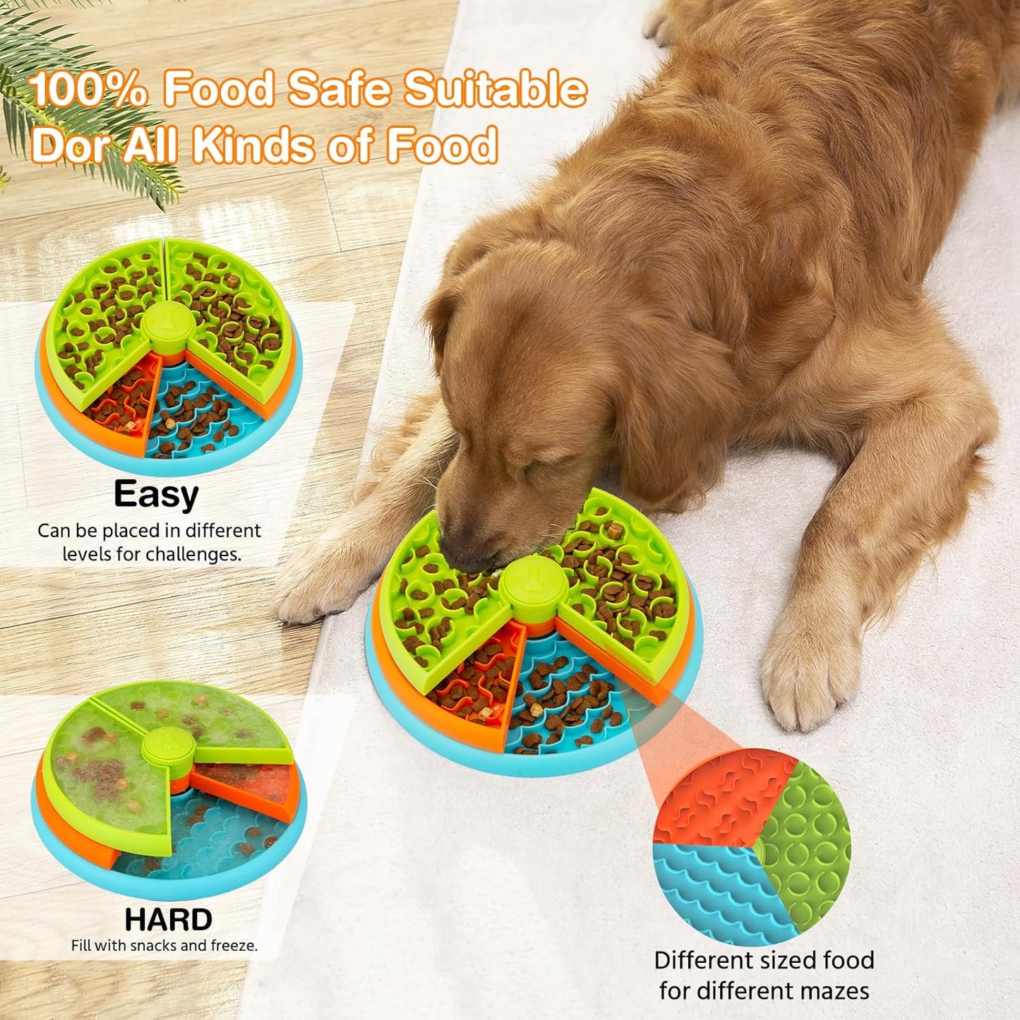 3-Level Interactive Slow Feeder Dog Bowl – Puzzle Feeding Toy