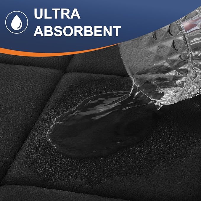 OLANLY Memory Foam Bath Mat 40x32, Ultra Soft and Absorbent Bathroom Rugs, Machine Washable, Comfortable Bath Carpet for Bathroom Floor, Tub and Shower, Black