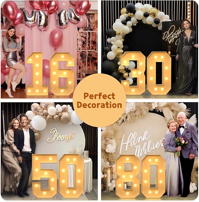 imprsv 3FT Light Up Numbers, Marquee Numbers 21st Birthday Decorations for Her Him, 21st Birthday Women Foam Board Anniversary Party Decorations Arch Kit (DIY)