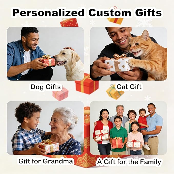 Personalized Gifts for Grandma - Custom Photo Family Portrait Faux Stained Glass Window Hanging Suncatcher, Christmas Mother's Day Home Ornaments Gift for Grandparents Nana Gigi Mom Grammy Gram