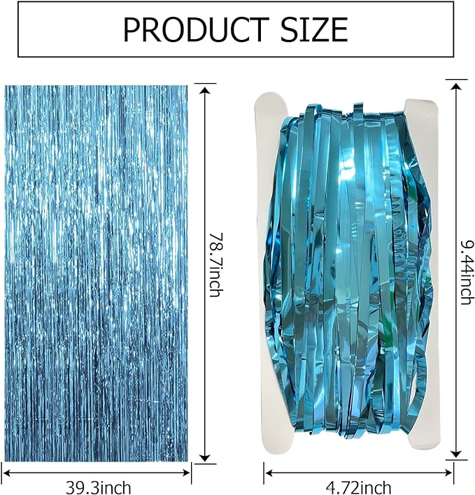 20 Pack Blue Backdrop Curtain Tinsel Streamers Ocean Themed Decor Birthday Party Decorations Foil Fringe Backdrop Graduation Baby Shower Bachelorette Winter Party Decorations Supplies