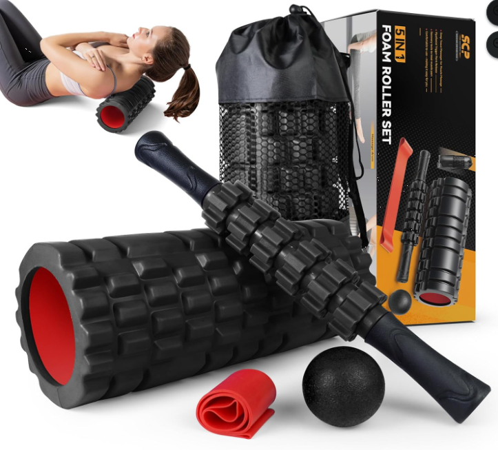 5-in-1 Foam Roller Recovery Set with Massage Stick, Ball & Resistance Band