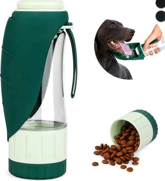 Portable Dog Water Bottle with Food Container