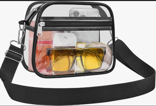Clear Stadium Crossbody Bag with Adjustable Strap for Concerts & Sports Events