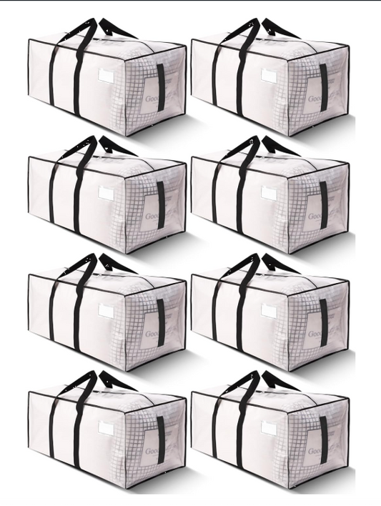 Heavy duty moving storage bags 8 pack with reinforced handles
