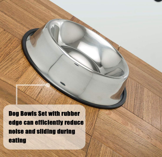 Stainless Steel Dog Bowl with Non-Slip Rubber Base