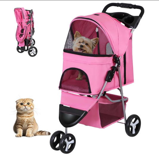Foldable Pet Stroller for Cats & Dogs