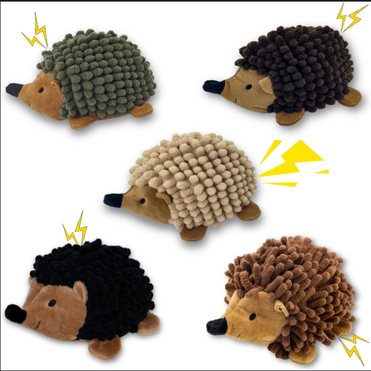 2-in-1 Plush Hedgehog Dog Toy Set – 5 Pack