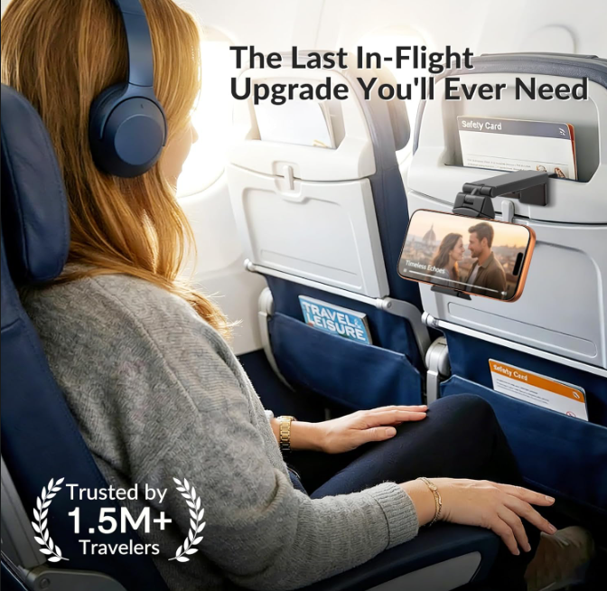 Universal Airplane Phone Holder Mount with 360° Rotation for Travel