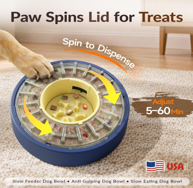 Interactive Slow Feeder Puzzle Bowl for Dogs – Adjustable Treat Dispensing Toy