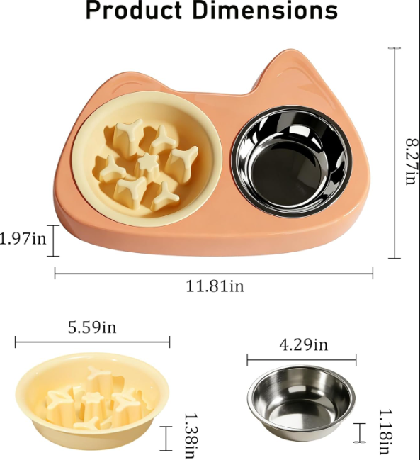 Slow Feeder Dog Bowl Set with Stainless Steel Bowl