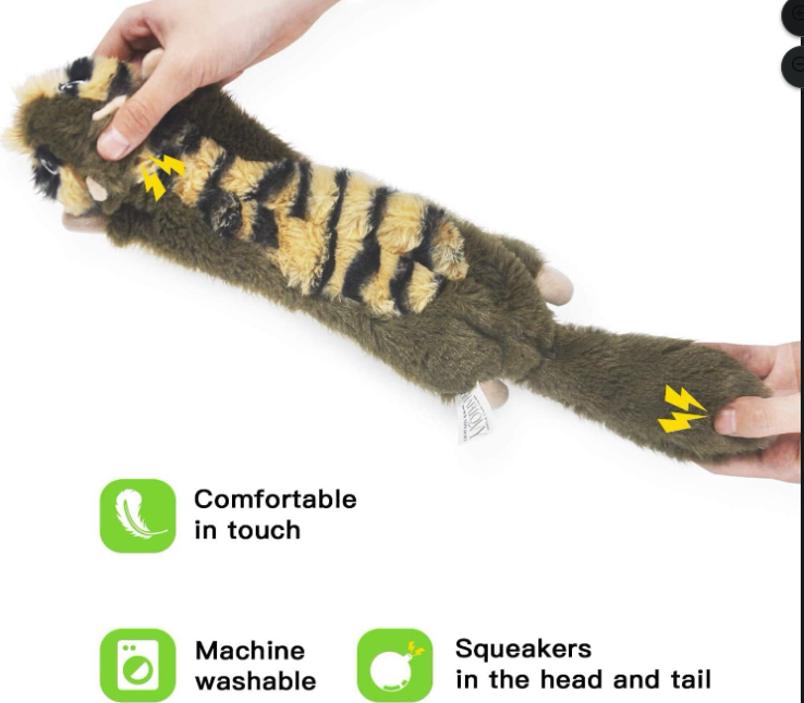 No Stuffing Squeaky Dog Toy Set – 6 Pack Plush Animal Toys