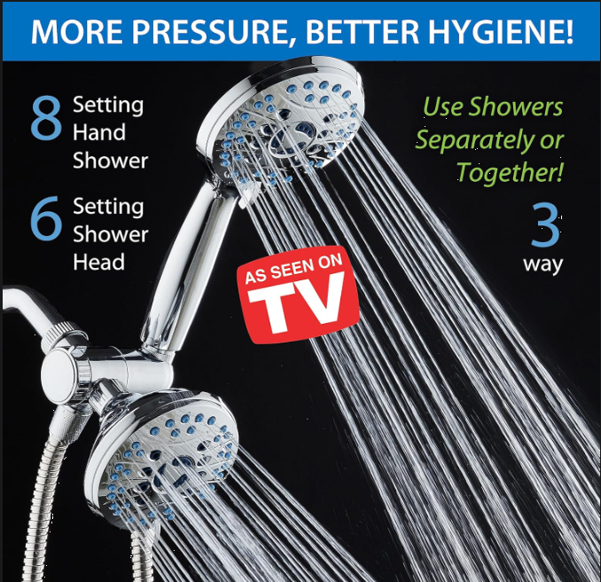 8-mode high pressure handheld shower head with multiple spray settings