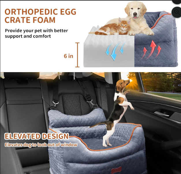 Memory Foam Dog Booster Car Seat