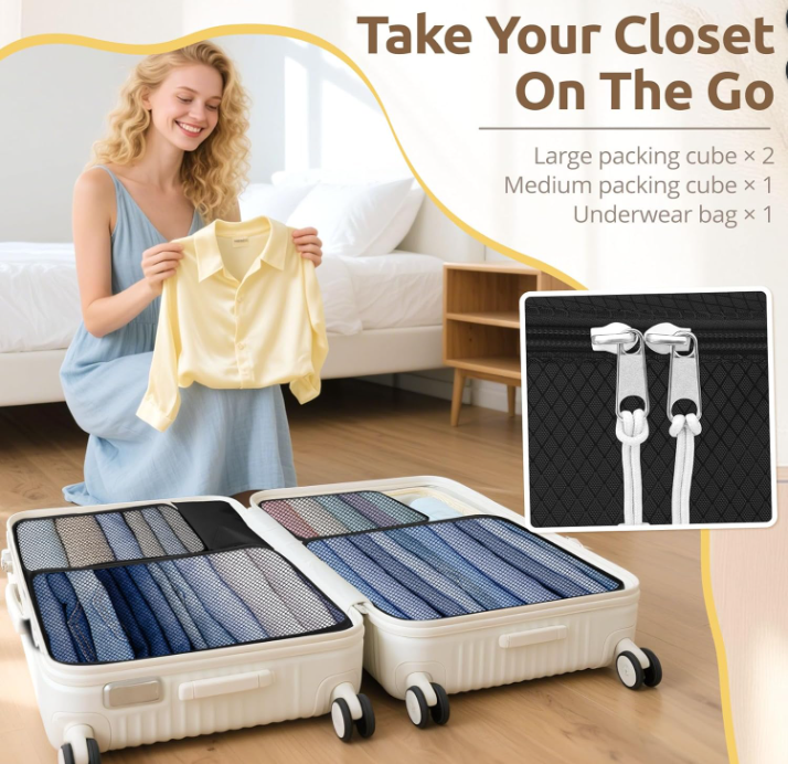 22PCS Travel Packing Cubes Set for Suitcase Organization & Travel Storage