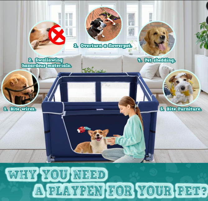 Portable Indoor Puppy Playpen